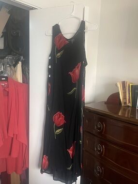 Black Maxi Dress with Red Tulip Print - Sleeveless - LA CERA  from Chico’s